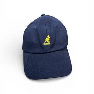 Kangol Dark Blue Hat with Bright Yellow Emblem